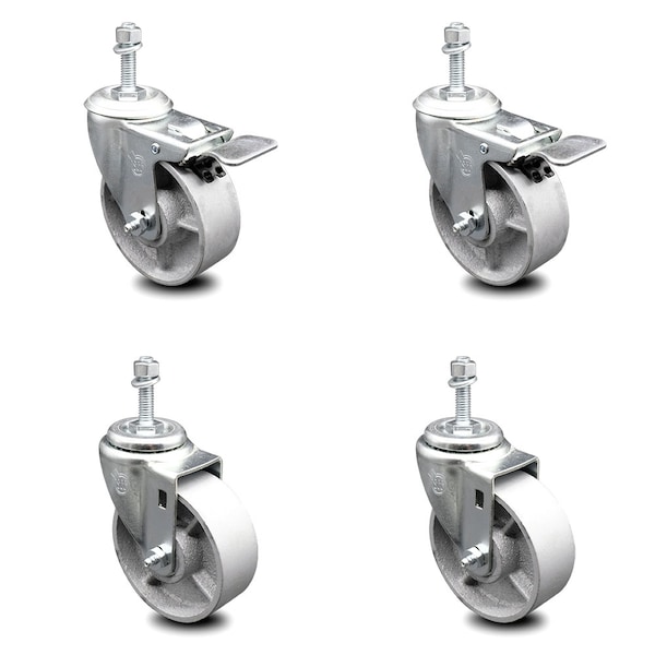 Service Caster 4 Inch Semi Steel Wheel Swivel 1/2 Inch Stem Caster Total Lock Brake SCC, 2PK SCC-TSTTL20S414-SSS-381615-2-S-2 - main